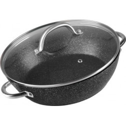 Hrniec MagicHome Black Marble Line, plytký, 26 cm, 2800 ml, s pokrievkou, pekáč do rúry