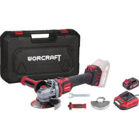 SET Brúska Worcraft CAG-S20LiBEN-125, 125 mm, uhlová, s reguláciou otáčok, 20 V Li-ion, bezuhlíková, 1x 4,0 Ah akumulátor, 1x 2,0 A nabíjačka