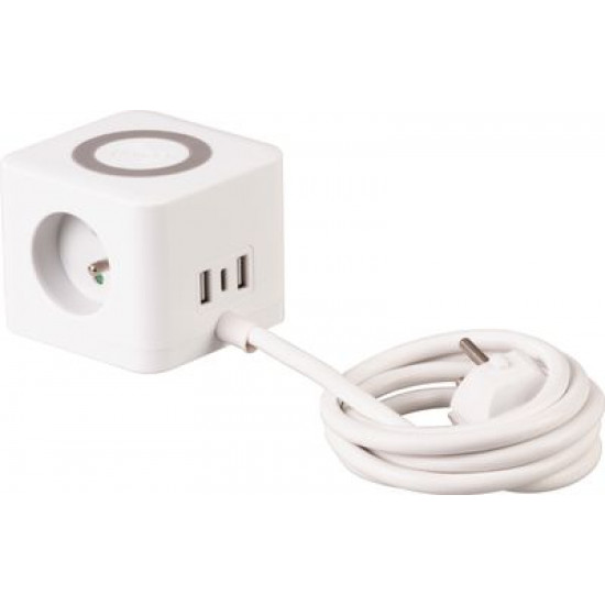 Kábel Strend Pro, predlžovací, tvar kocka, USB-C + A, bezdrôtové nabíjanie, 1,4 m, Wireless