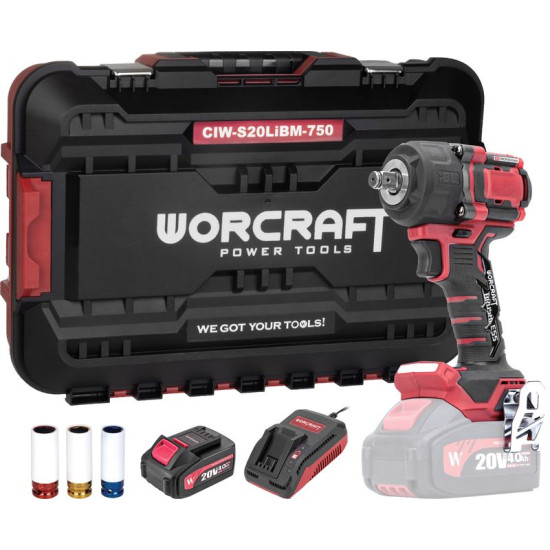 Uťahovák Worcraft CIW-S20LiBM-750 ShareSYS, 20V Li-Ion, rázový, 800 Nm, 1/2