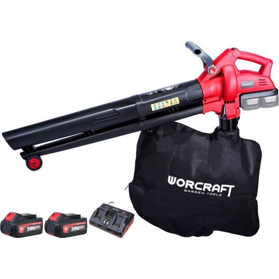 SET Fukár Worcraft CLBV-S40Li ShareSYS, vysávač lístia, 230 km/h, 2x20V, 45 lit., 2x akumulátor CLB-20V-4.0, 1x nabíjačka CLC-20V-4.5D