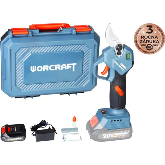 Nožnice Worcraft Home CSC-S20LiBCM ShareSYS, 20V Li-Ion, záhradné, akumulátorové, na konáre, cut.30 mm, SET v kufri
