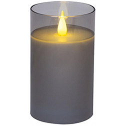 Sviečka MagicHome Vianoce, LED, 2xAA, jednoduché svietenie, časovač, pohyblivý plameň, 7,5x12,5 cm, v skle