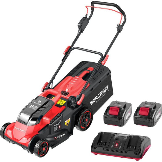 Kosačka Worcraft CLM-S40LiBL ShareSYS, 2x20V Li-Ion, 430 mm, 45 lit., bezuhlíková, SET 2x4.0 Ah akumulátor + rýchlonabíjačka